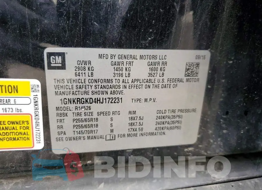 1GNKRGKD4HJ172231 Photo# 13