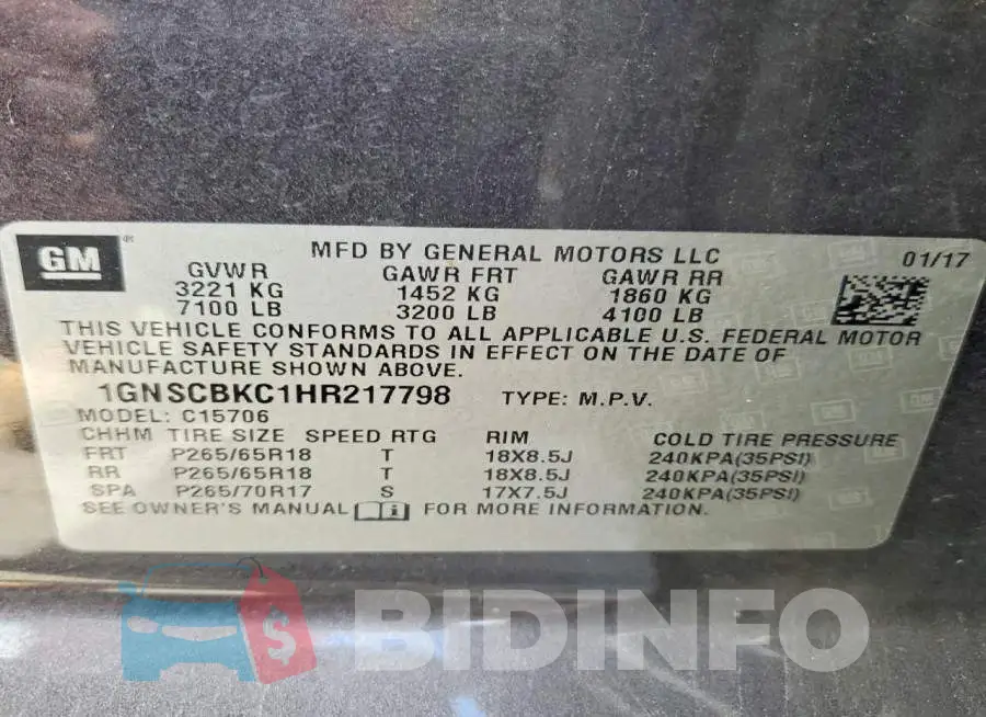 1GNSCBKC1HR217798 Photo# 13
