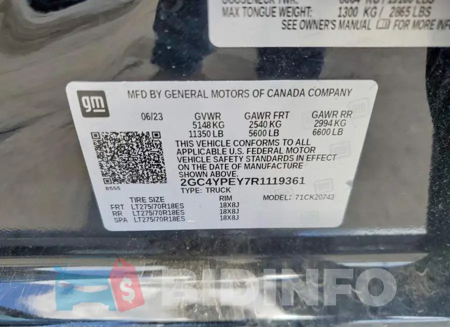 2GC4YPEY7R1119361 Photo# 12