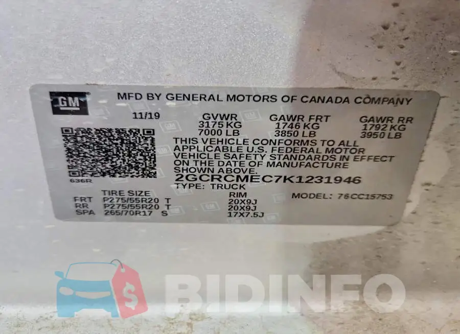 2GCRCMEC7K1231946 Photo# 12