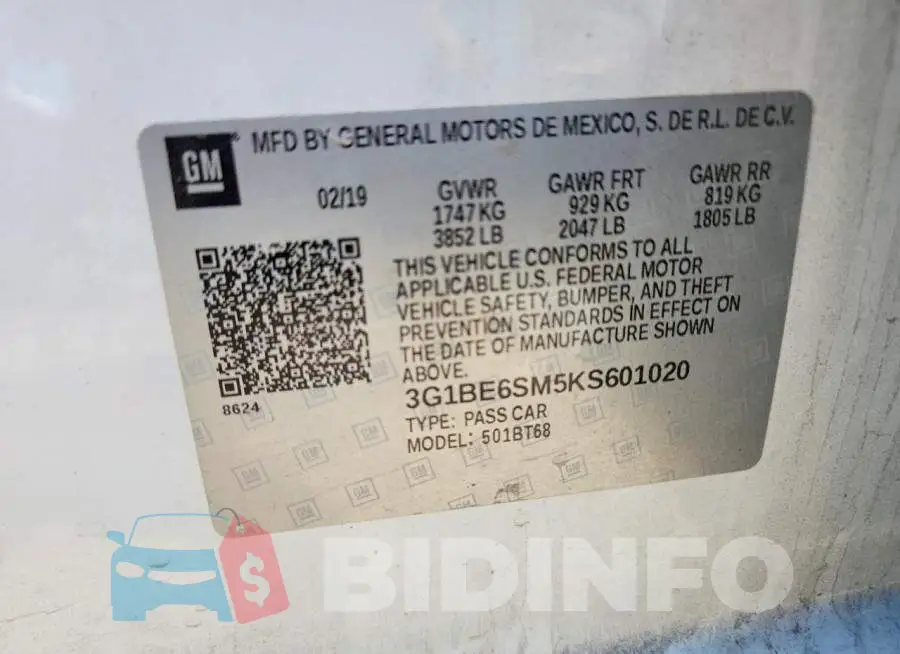 3G1BE6SM5KS601020 Photo# 13