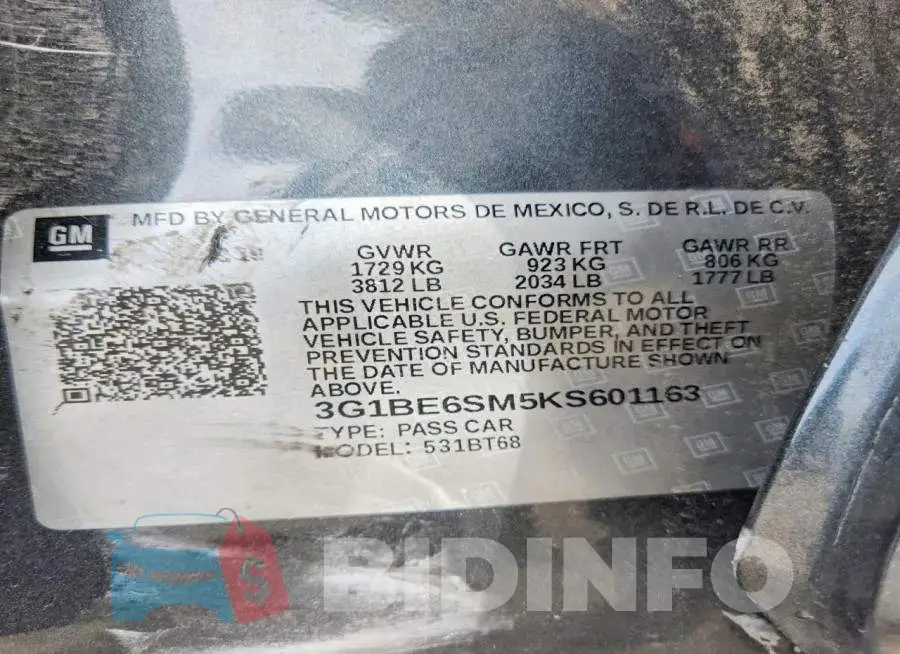 3G1BE6SM5KS601163 Photo# 12