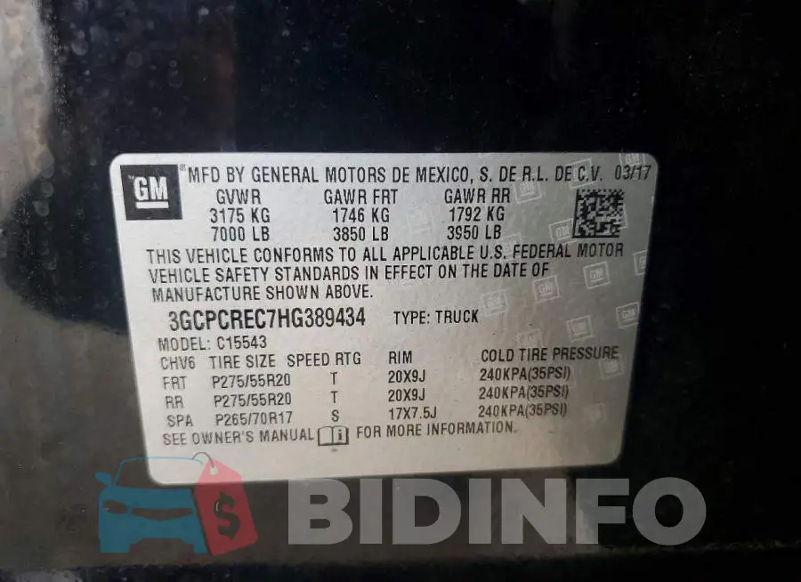 3GCPCREC7HG389434 Photo# 12