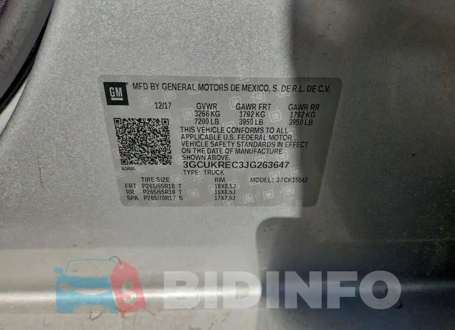 3GCUKREC3JG263647 Photo# 12