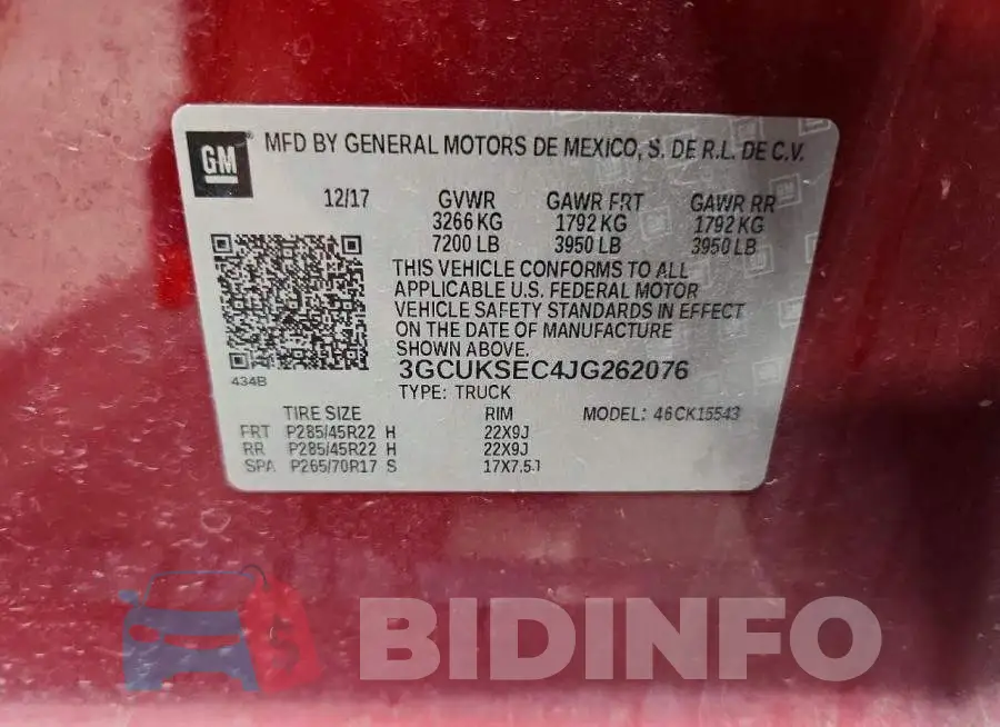 3GCUKSEC4JG262076 Photo# 12