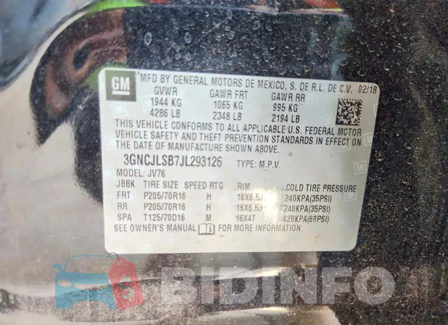 3GNCJLSB7JL293126 Photo# 13