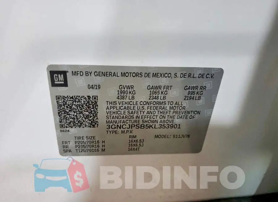 3GNCJPSB5KL353901 Photo# 13