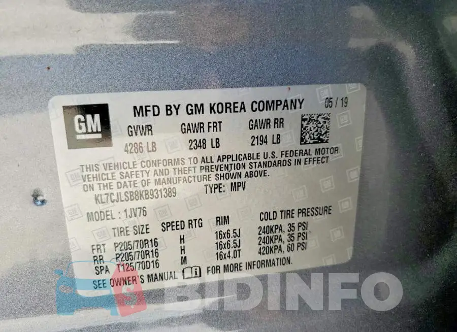 KL7CJLSB8KB931389 Photo# 12
