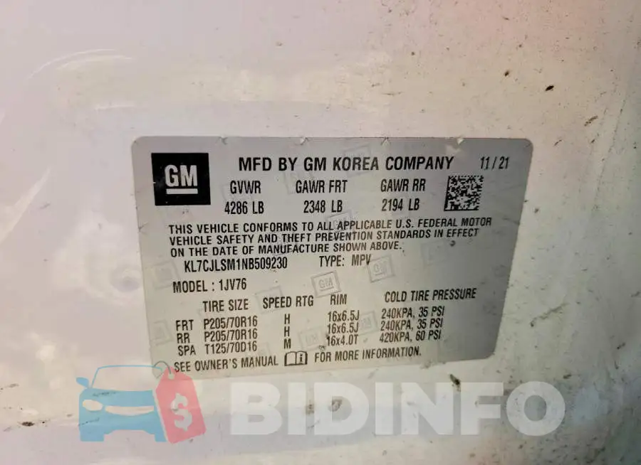 KL7CJLSM1NB509230 Photo# 13