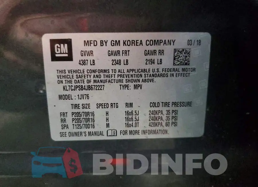 KL7CJPSB4JB672227 Photo# 12