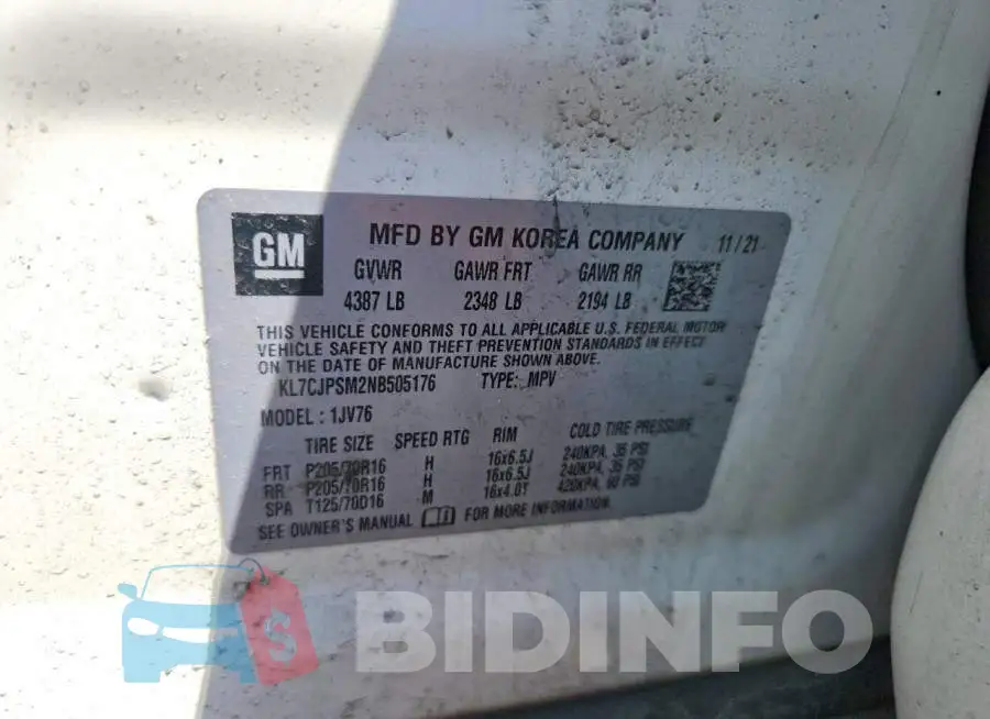 KL7CJPSM2NB505176 Photo# 13