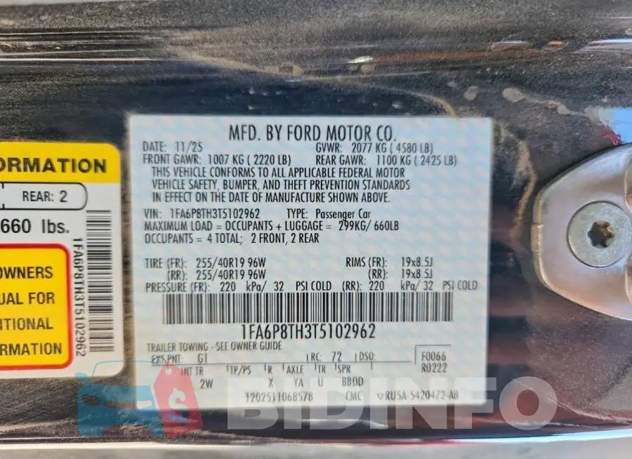 1FA6P8TH3T5102962 Photo# 13