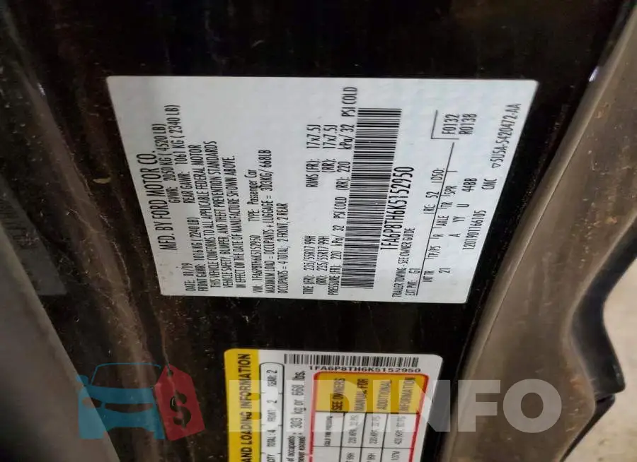 1FA6P8TH6K5152950 Photo# 12