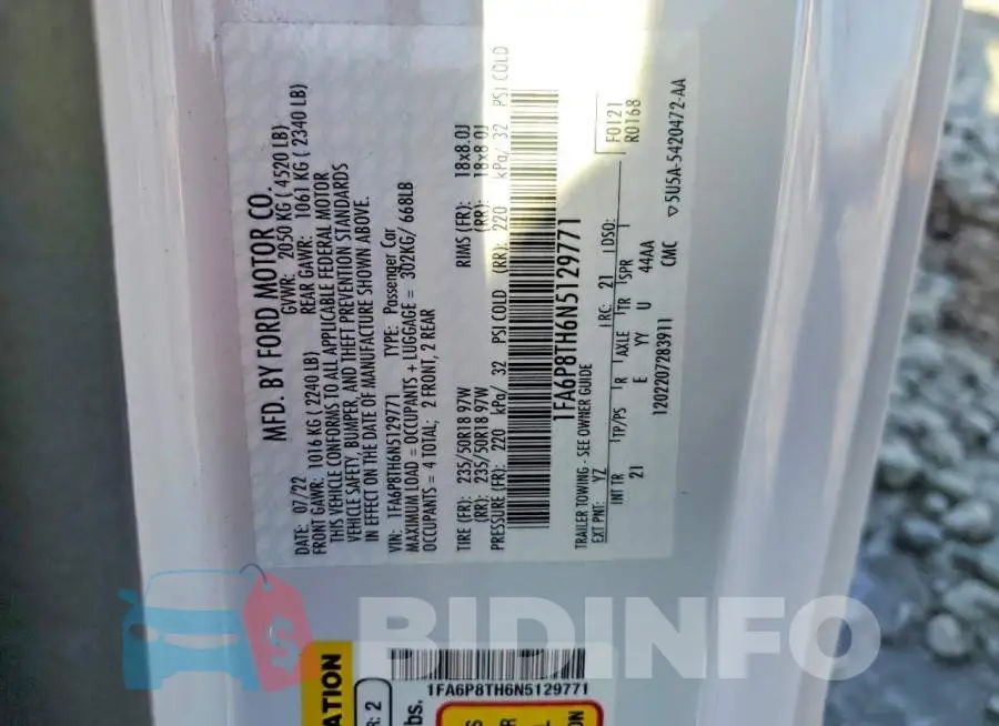 1FA6P8TH6N5129771 Photo# 12