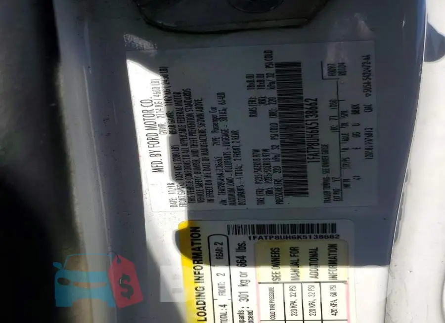 1FATP8UH6K5138662 Photo# 12