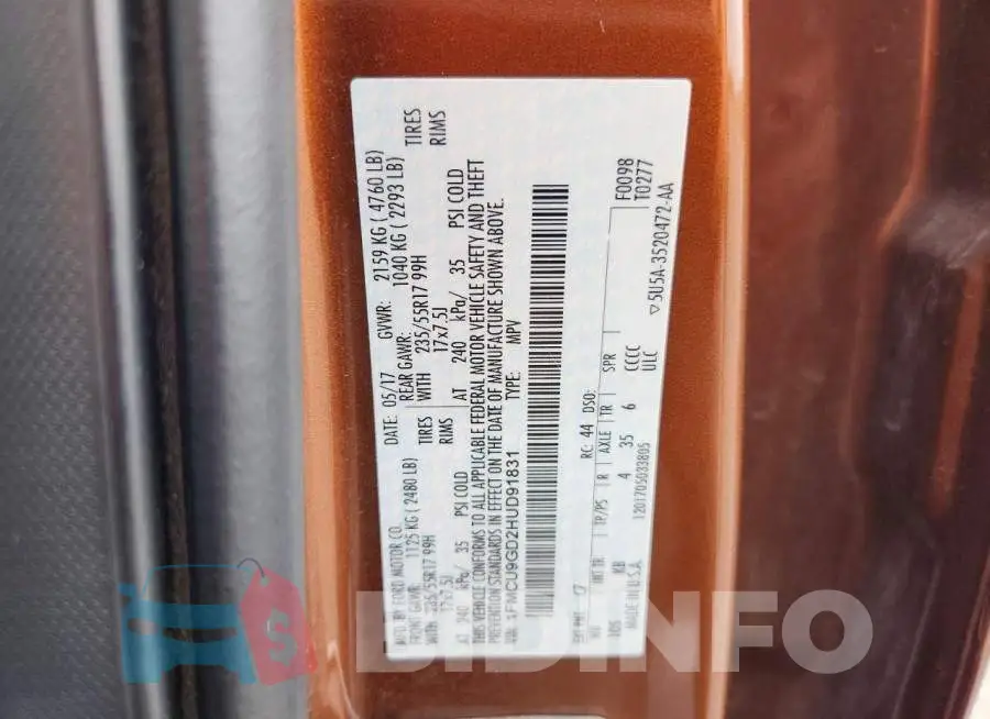 1FMCU9GD2HUD91831 Photo# 13