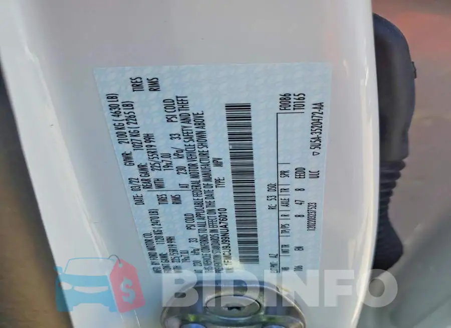 1FMCU9J99NUA76010 Photo# 13
