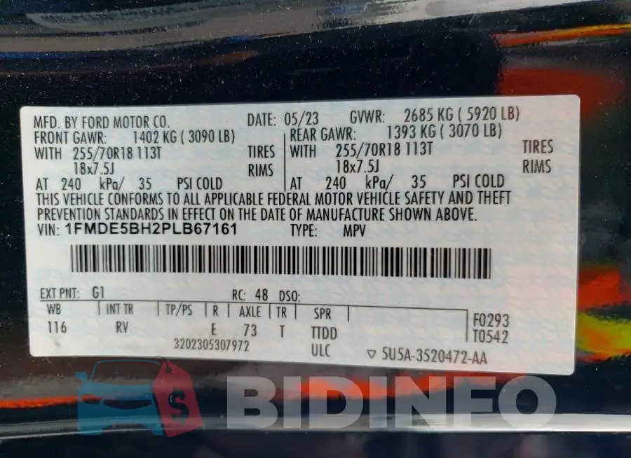 1FMDE5BH2PLB67161 Photo# 12