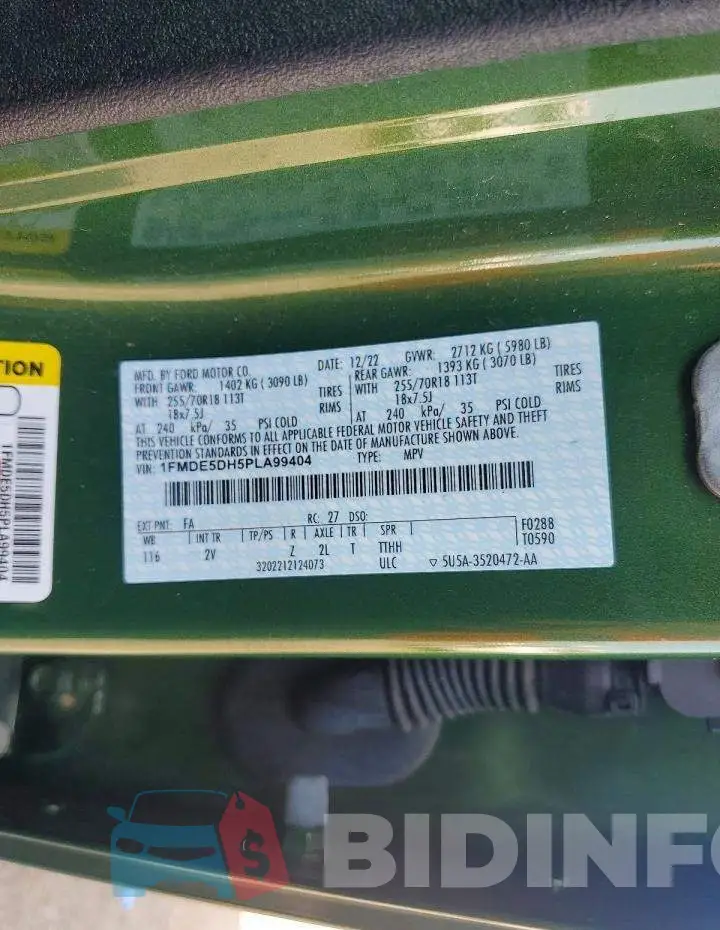 1FMDE5DH5PLA99404 Photo# 13
