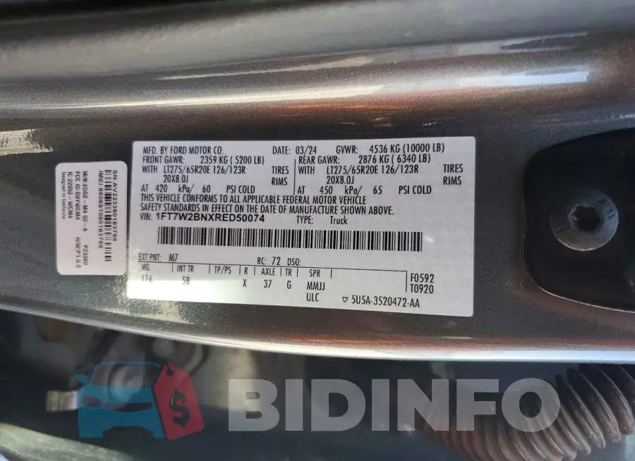 1FT7W2BNXRED50074 Photo# 12