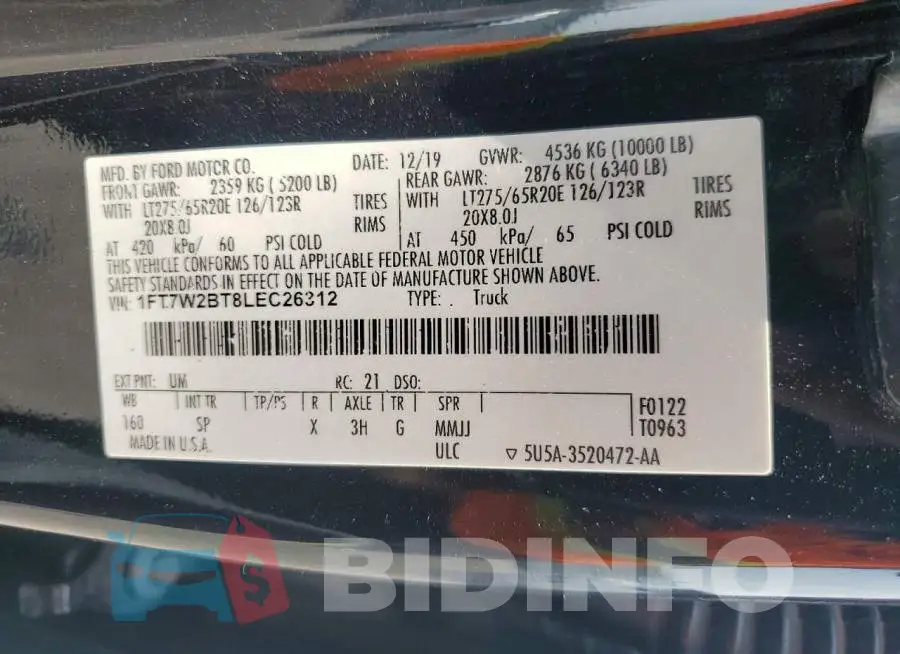 1FT7W2BT8LEC26312 Photo# 12