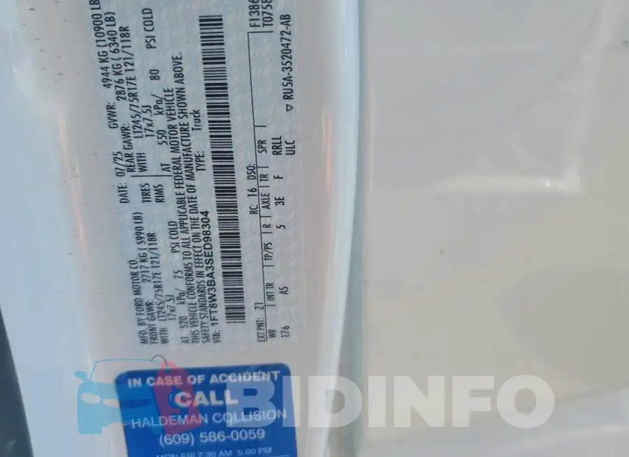 1FT8W3BA3SED98304 Photo# 13