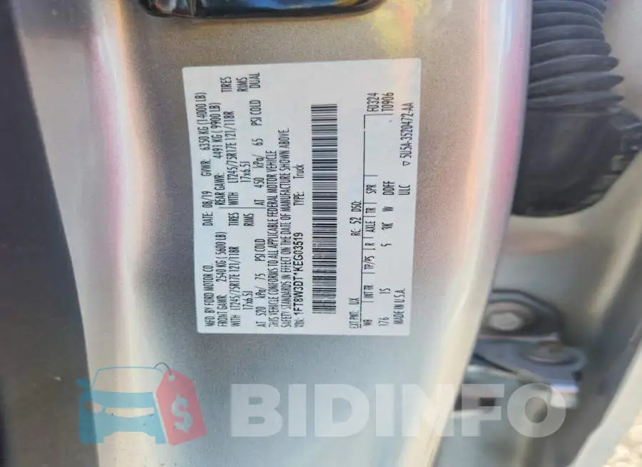 1FT8W3DT1KEG03519 Photo# 12