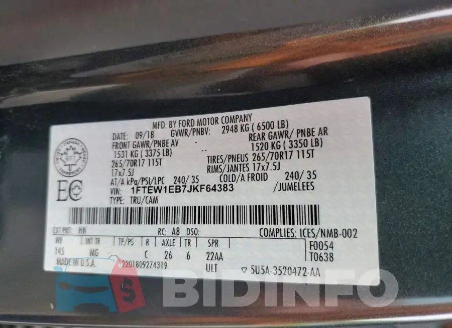 1FTEW1EB7JKF64383 Photo# 13