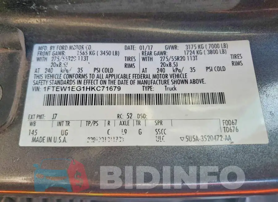 1FTEW1EG1HKC71679 Photo# 12