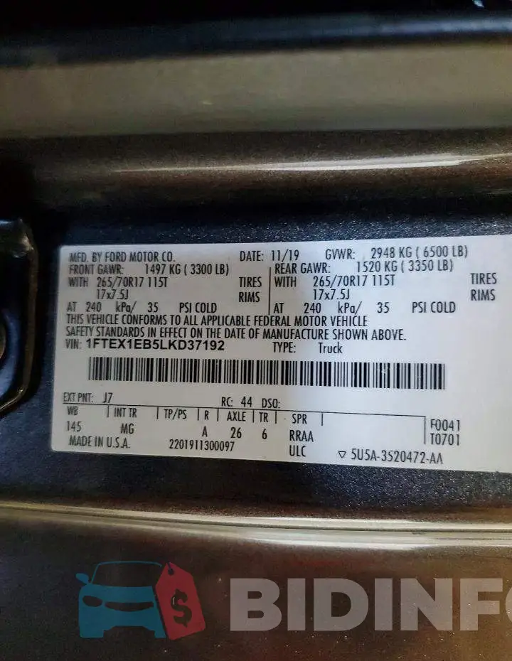 1FTEX1EB5LKD37192 Photo# 12