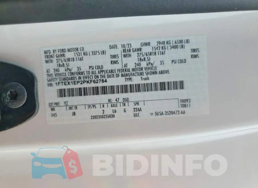 1FTEX1EP2PKF62784 Photo# 12