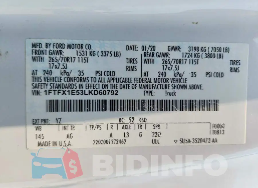 1FTFX1E53LKD60792 Photo# 13
