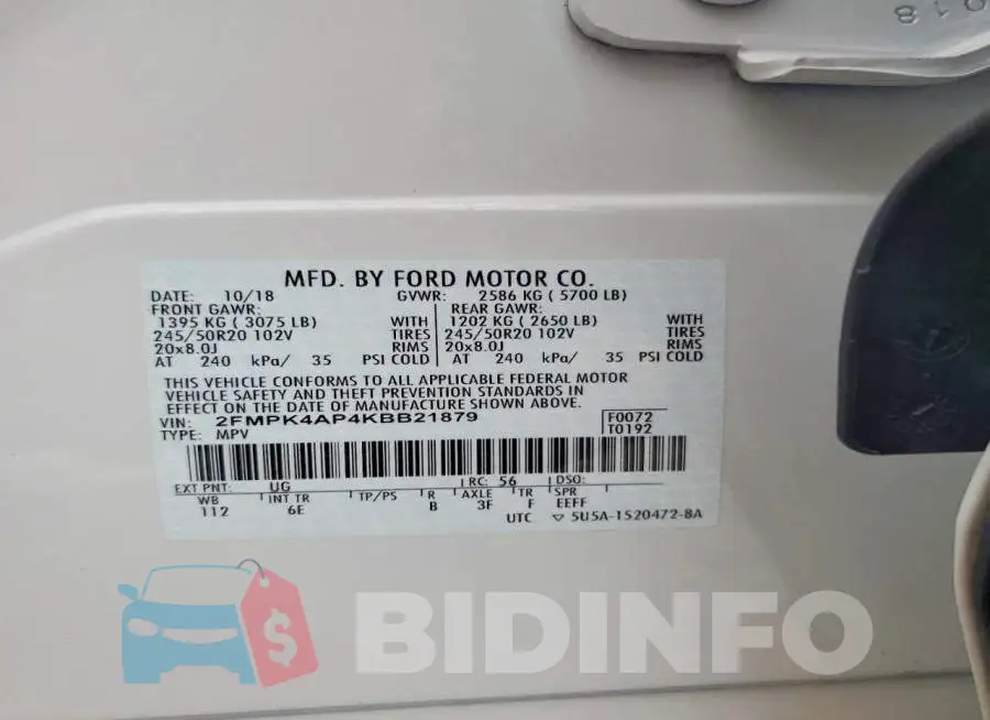 2FMPK4AP4KBB21879 Photo# 13