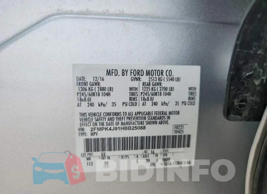 2FMPK4J91HBB25088 Photo# 12