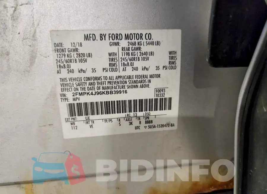 2FMPK4J96KBB39916 Photo# 13