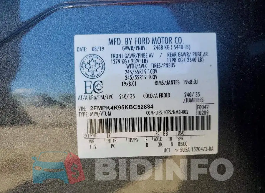 2FMPK4K95KBC52884 Photo# 13