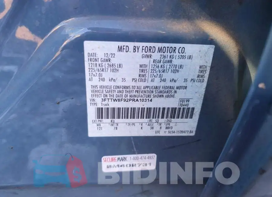 3FTTW8F92PRA10314 Photo# 12
