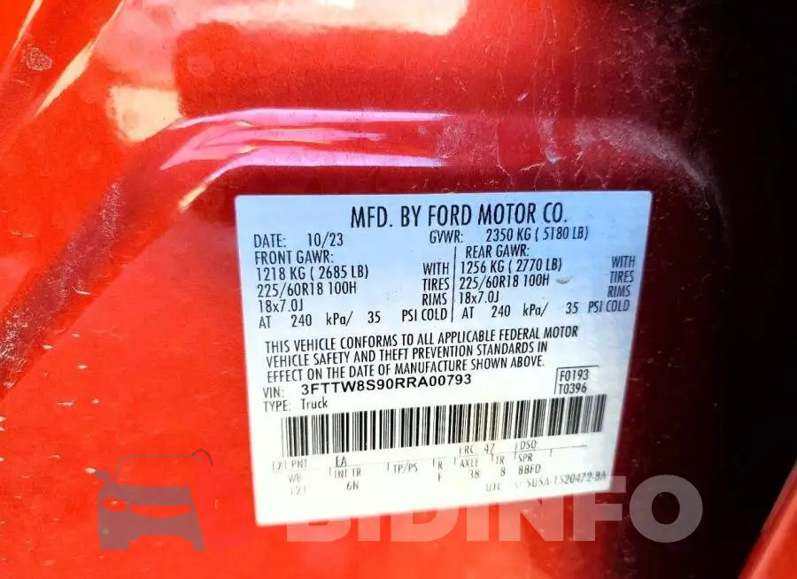 3FTTW8S90RRA00793 Photo# 12