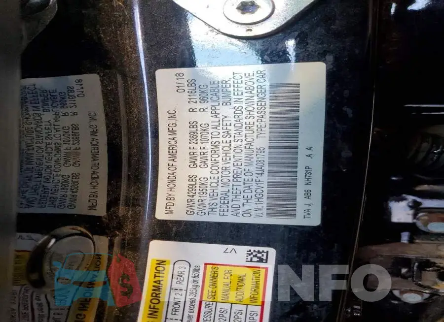 1HGCV1F14JA081795 Photo# 12