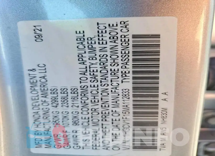 1HGCV1F15MA112833 Photo# 12