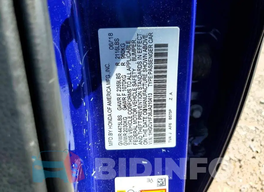 1HGCV1F36JA210413 Photo# 12