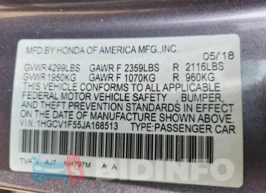 1HGCV1F55JA168513 Photo# 12