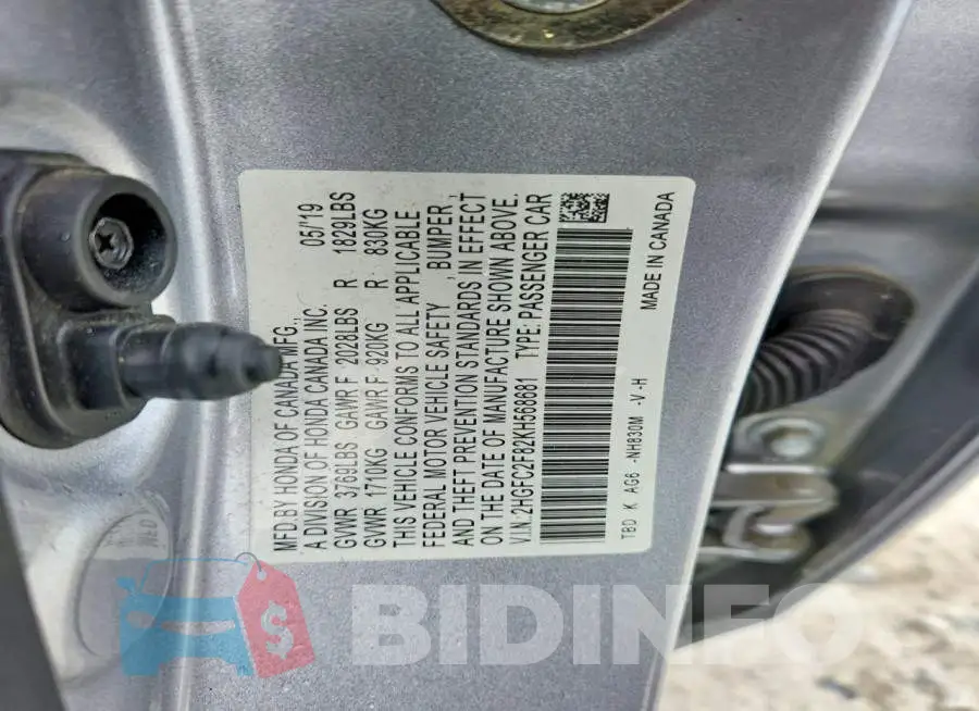2HGFC2F82KH568681 Photo# 12
