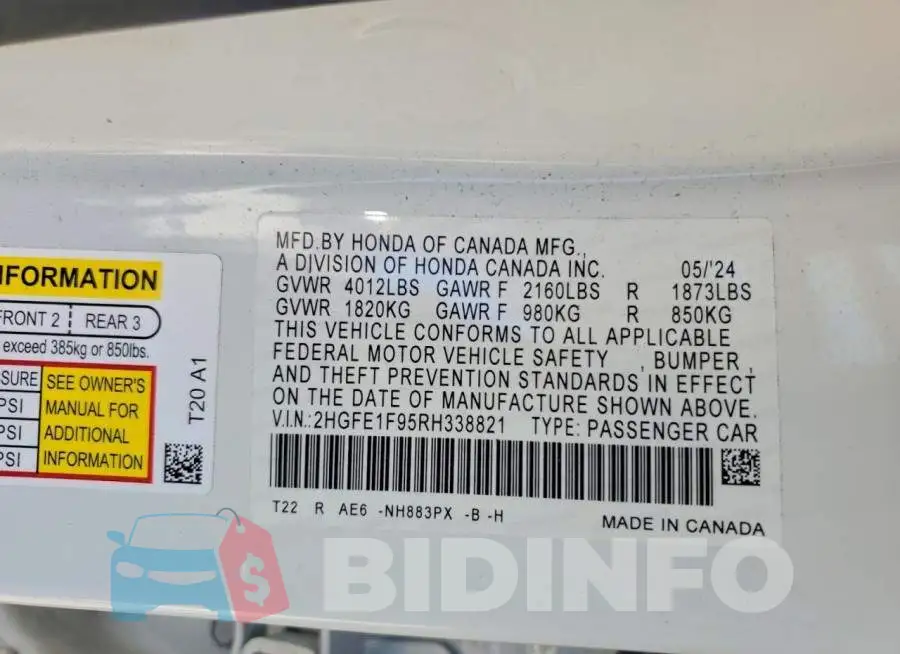 2HGFE1F95RH338821 Photo# 13
