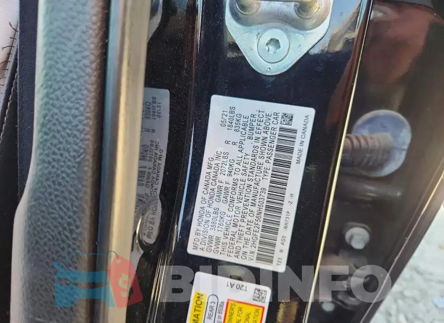 2HGFE2F56NH503739 Photo# 12