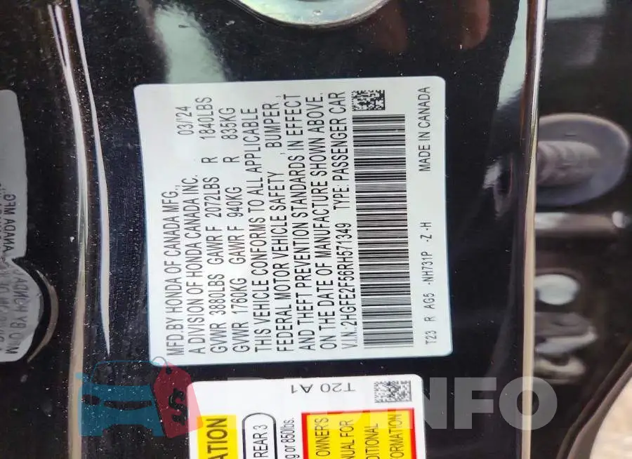 2HGFE2F56RH571349 Photo# 12