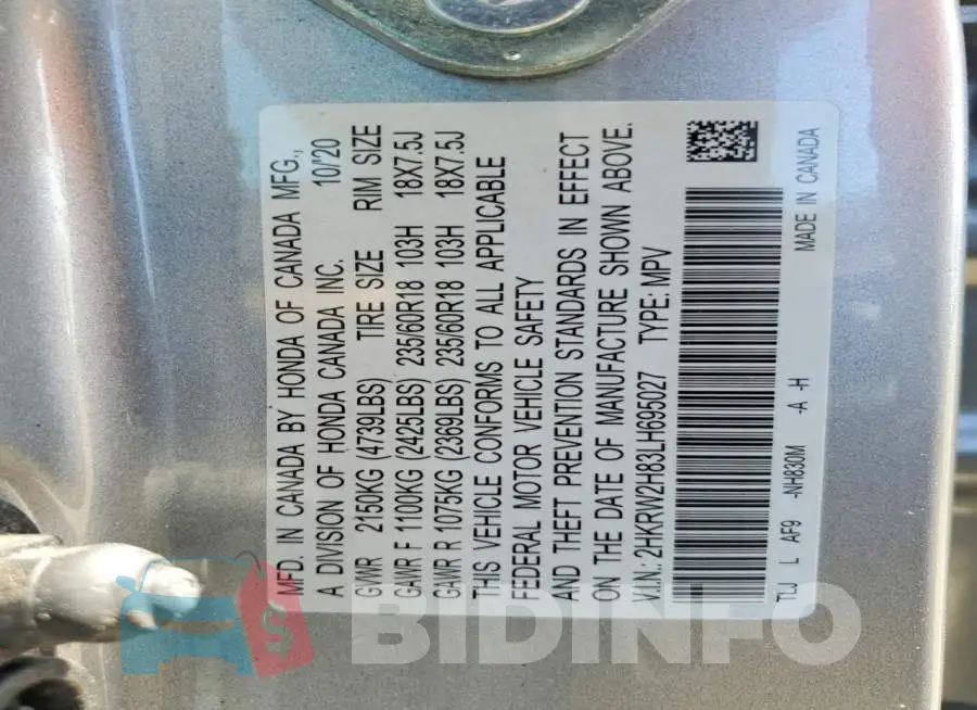 2HKRW2H83LH695027 Photo# 13