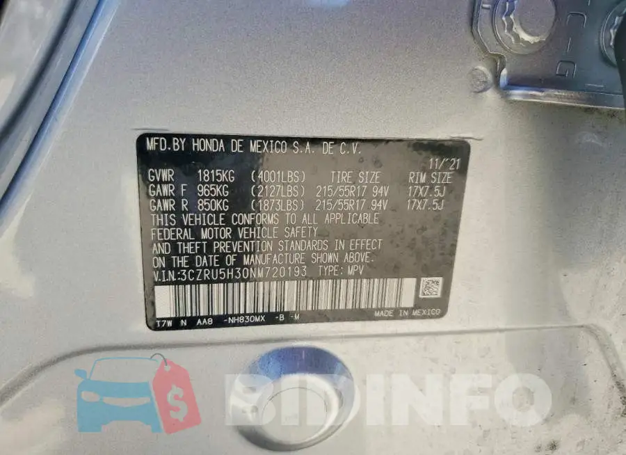 3CZRU5H30NM720193 Photo# 14