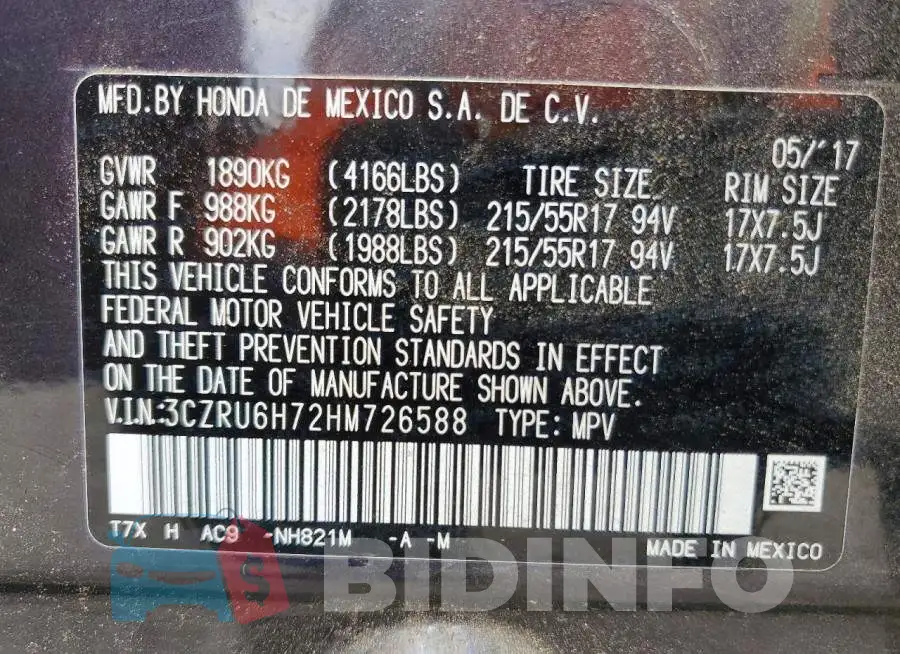 3CZRU6H72HM726588 Photo# 12