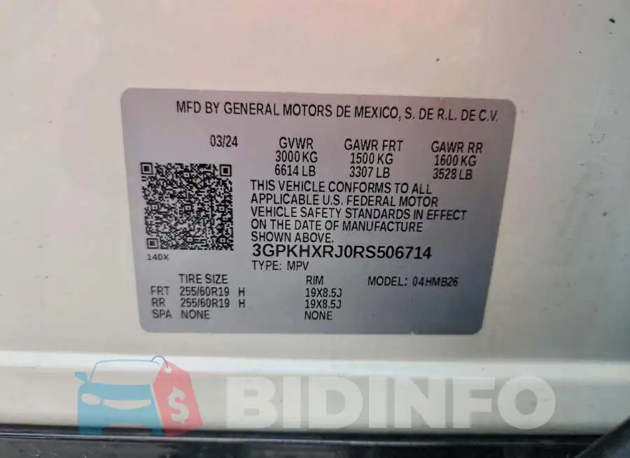 3GPKHXRJ0RS506714 Photo# 13